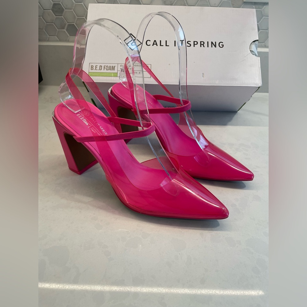 Call it Spring Barbie Hot Pink‎ Slingback 3 inch Block Pump Heel Women's 7